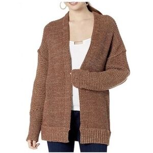 Free People Toffee Brown Oversized Open Front Chunky Knit Cardigan Women's S